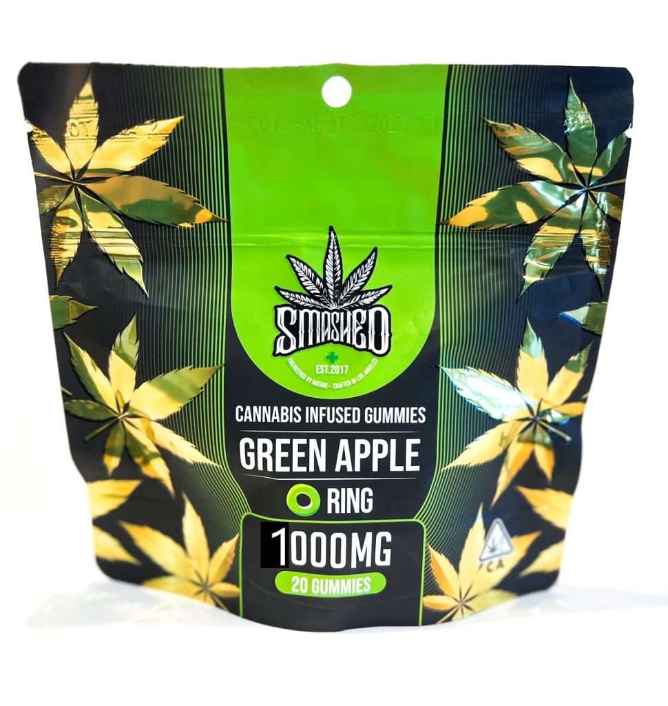 Smashed Gummy GREEN APPLE RINGS 1000mg – Bakersfield Express